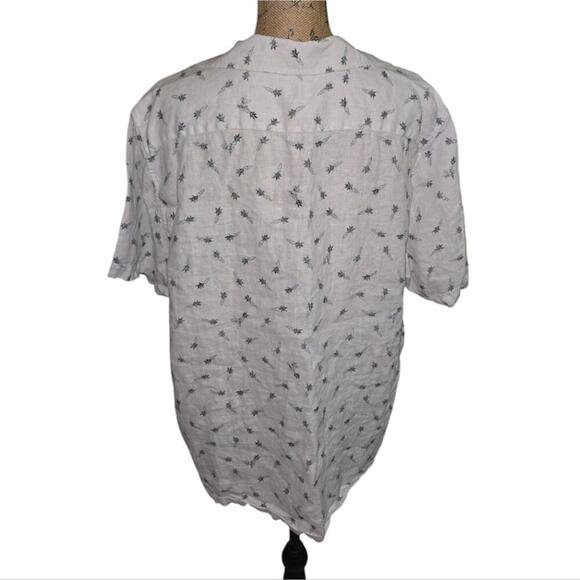 Ted Baker Charon Short Sleeve Carrot Print Linen Shirt Size 6 US 2XL - Picture 3 of 11